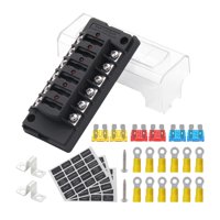 Magideal - Bloque De Fusibles Cubierta A Prueba De Polvo Indicador Led Impermeable 6 En 6 Salidas 30A Máx. Soporte De Caja De Fusibles De 12 Vías Para Automoción
