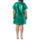 thumbnail image 4 of Vestido Formal de Talla Grande para Mujer Agnes Orinda Cuello Redondo Metálico Manga Corta Fiesta Clubwear Vestidos Sueltos Mini Camiseta 3X Verde, 4 of 7
