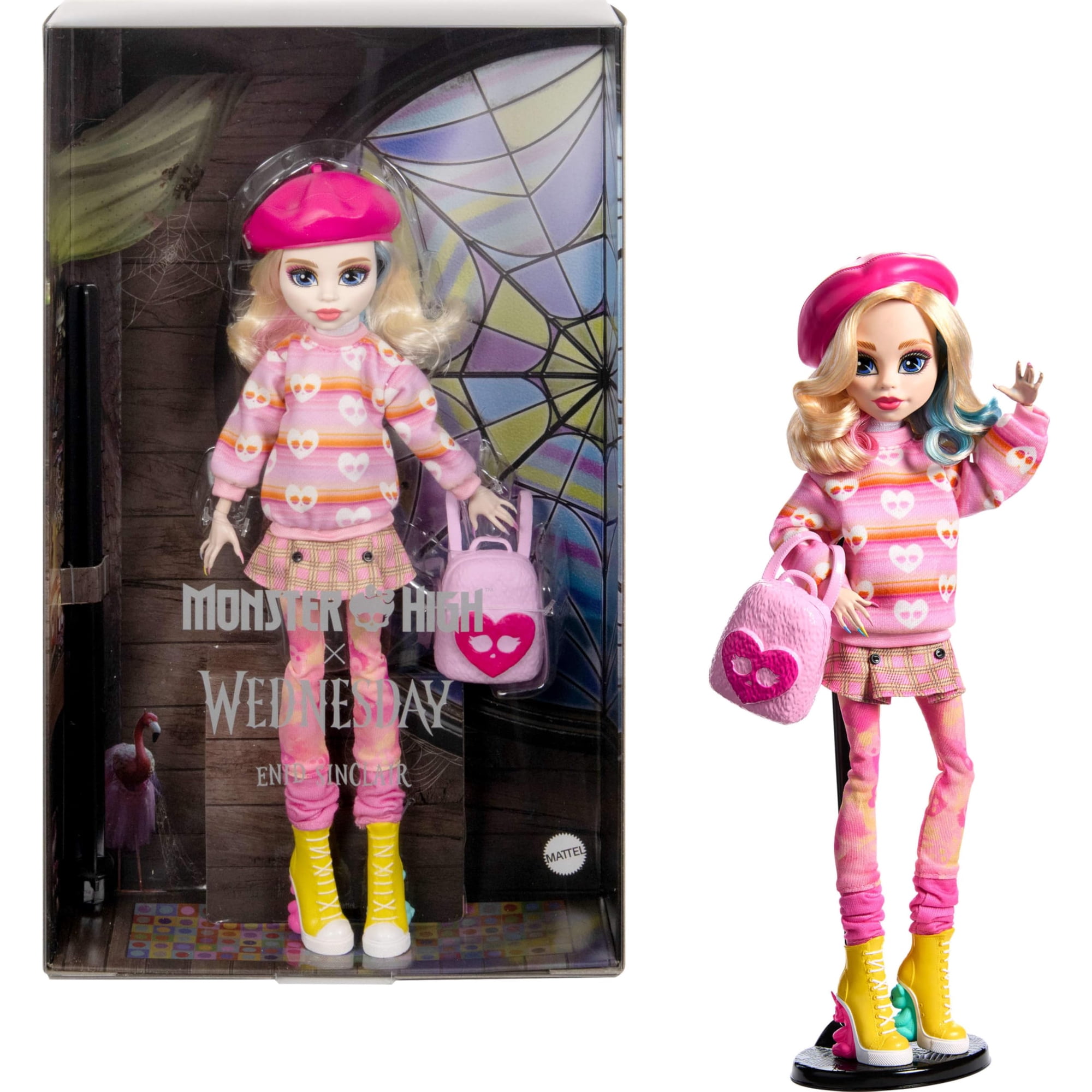 Muñeca Monster High Enid Sinclair Rosa Con Boina Y Mochila