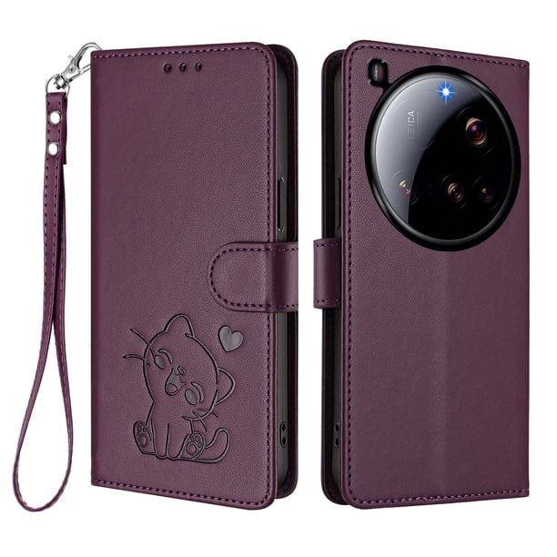 Xiaomi 15 Ultra Funda Billetera con Ranuras para Tarjetas, Morado Oscuro