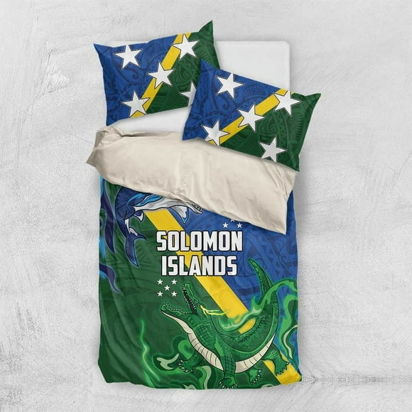 Islas Salomón Juego De Cama Tribal De Tiburón Y Cocodrilo Lt03