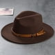 thumbnail image 1 of Men's Retro Felt Woolen Top Hat, Leather Buckle Accessory, Jazz Hats, 1 of 3