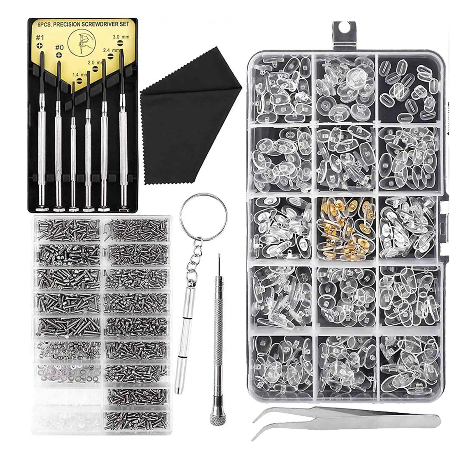 Ioensy - Juego De Reparación De Gafas, Almohadillas Para La Nariz, Repuestos Duraderos, Microtornillos