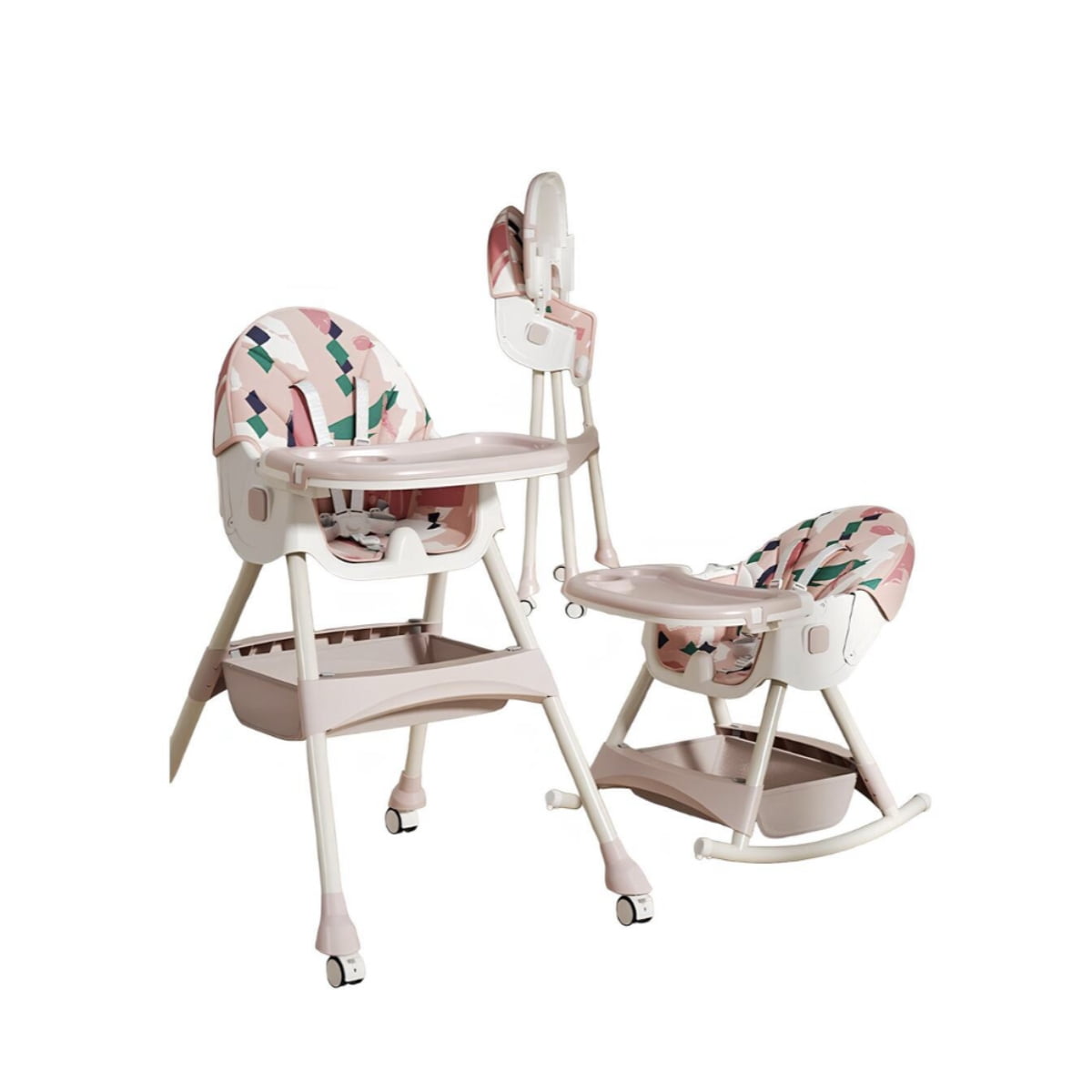 Silla De Comer Mecedora 2 En 1 Lubabycas Rosada