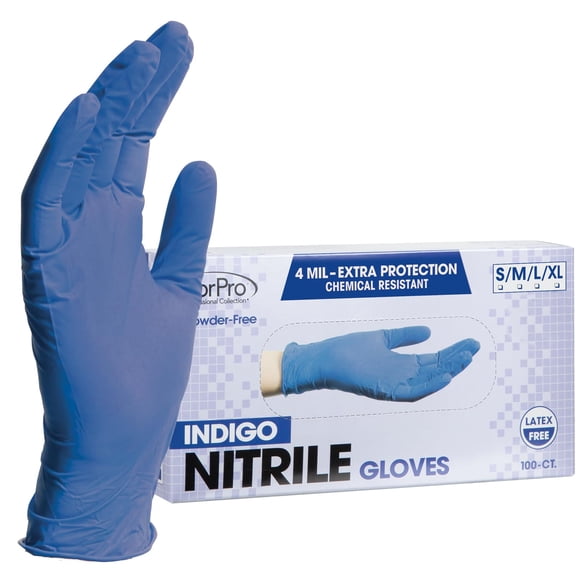 Guantes desechables ForPro Professional Collection de nitrilo índigo, talla grande, 100 unidades
