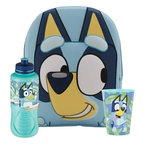 Intek - Pack Mochila Escolar Face 3D Bluey + Botella + Vaso