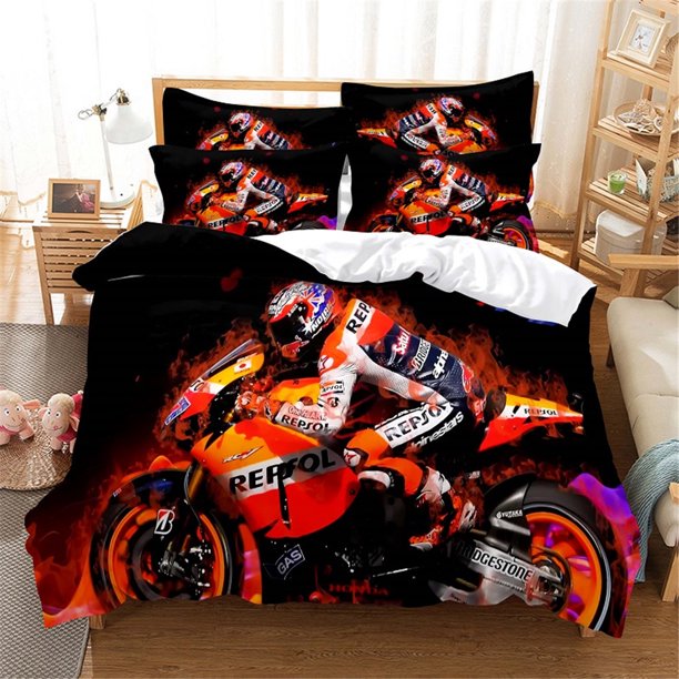 x1116 Bed Sheets Moto Bedding Set Bedding Duvet Cover Set Bedding Set Bed Cover Cotton Bedroom Bed Cover Set Bed Set Bedding 3-Piece Bedding Set (1 Duvet Cover + 2 Pillow Shams) nj1116