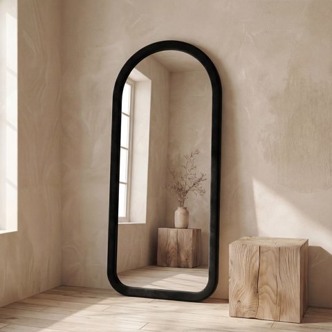 Santú Home & Deco - Espejo Curvo Cuerpo Entero Blanco 180X80Cm Borde Tela