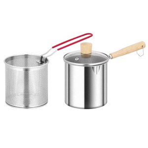 Magideal - Olla Para Freír Profunda Sartén Universal Mango Antideslizante Limpieza Conveniente Mini Freidora Casera Freidora Profunda Para Muslos De Pollo Frito S