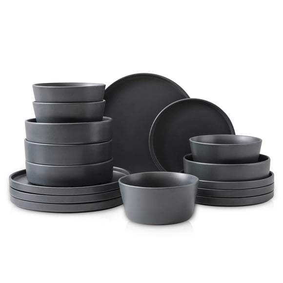 Juego de Vajilla de Gres 16 piezas color gris mate – Stone Lain