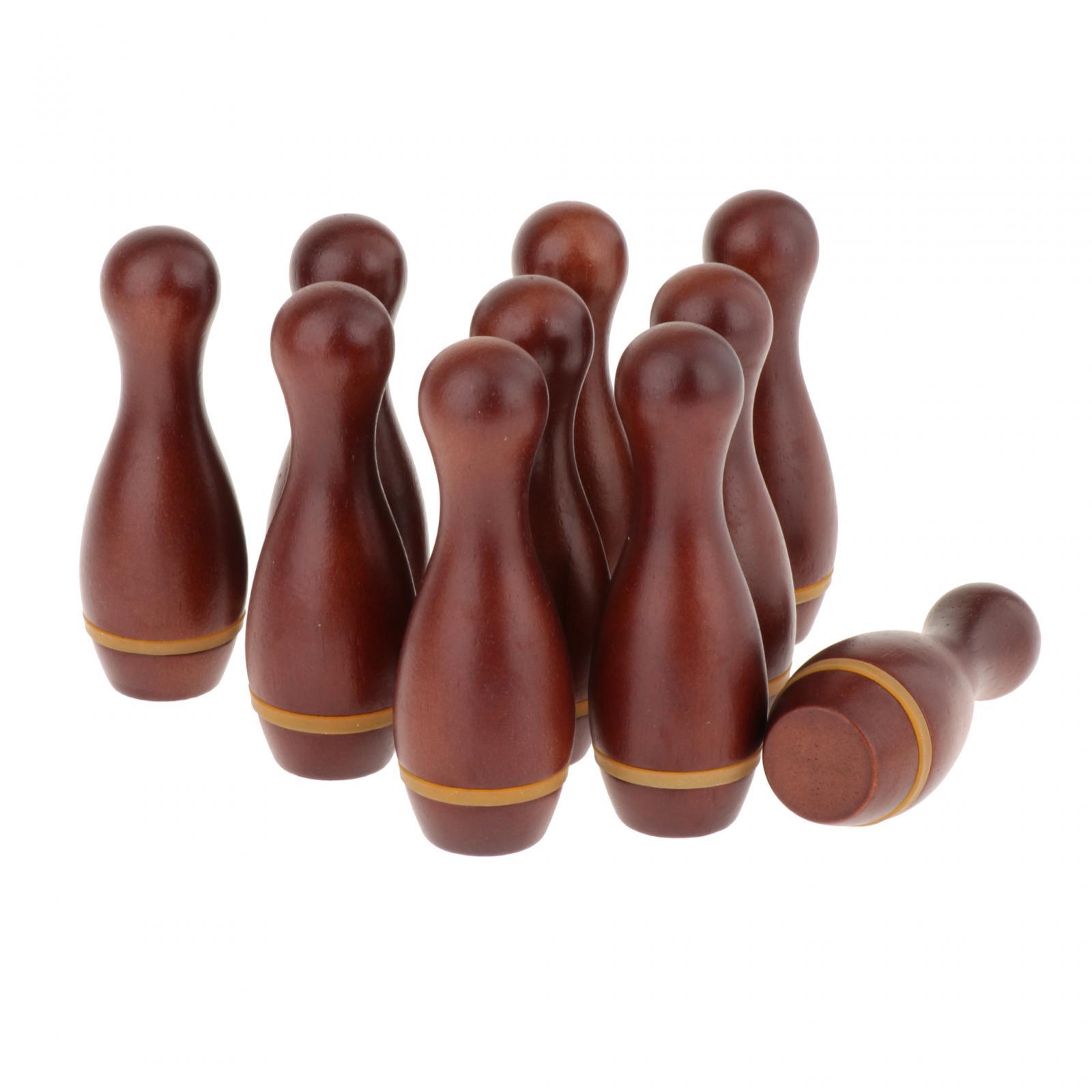 Magideal - 10 Piezas De Bolos De Tejo, Regalos De Cumpleaños, Juego De Bolos De Madera Maciza Para Niños De 3 Años En Adelante, Juegos De Fiesta Deportivos En El