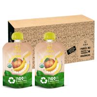 Ama Time - Pack 32 Unid - Puré Manzana Plátano Envase Reciclable 90 Grs