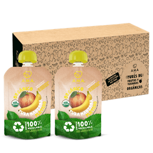 Ama Time - Pack 32 Unid - Puré Manzana Plátano Envase Reciclable 90 Grs