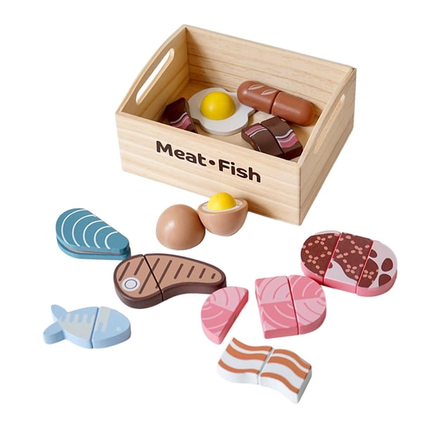 Juego de alimentos de madera, juego de cocina, juguete educativo, juguetes de cocina de simulación, juego de comida simulada para niños, niñas y niños