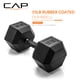 thumbnail image 2 of Mancuerna CAP Barbell de 25 kg recubierta, hexagonal, negra, con mango, 2 of 7