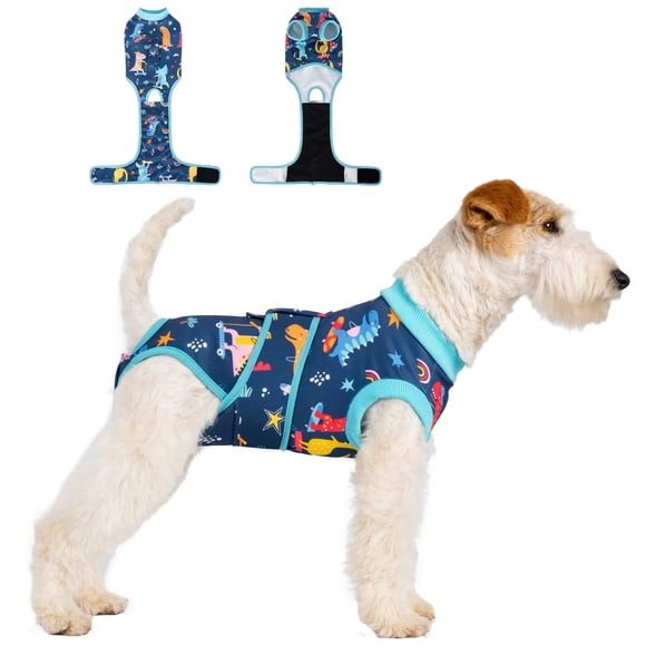 Traje De Recuperación Posquirúrgica Para Perro Estampado De Dinosaurios
