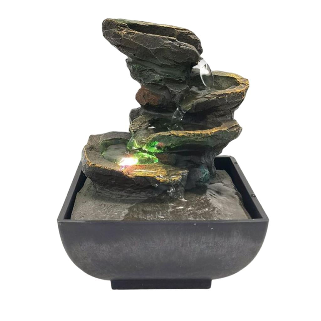 Bothyi - Decoración De Fuente De Agua De Escritorio De 3 Niveles Con Led Ee. Uu. 110 V, Simple Pero Elegante A