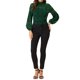 thumbnail image 2 of INSPIRE CHIC Blusa de Encaje Floral para Mujer con Cuello Alto, Mangas Largas Abullonadas y Transparente M Verde Oscuro, 2 of 5