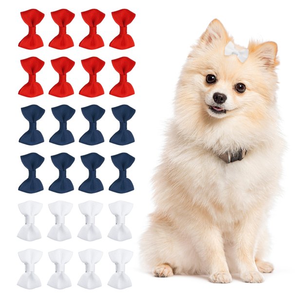 Uxcell Lazos Lindos para el Cabello de Perros, Lazo Pequeño de 1.6" con Clips, Barrettes para el Cabello, Accesorios de Disfraz para el Aseo de Mascotas