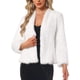 thumbnail image 1 of Abrigo de Mujer de Piel Sintética sin Cuello, Abierto al Frente, Chaqueta Esponjosa para Eventos Especiales y Fiestas, Talla L, Blanco, 1 of 6