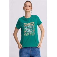 Fashionspark - Polera Mujer Básica Print Verde Esmeralda