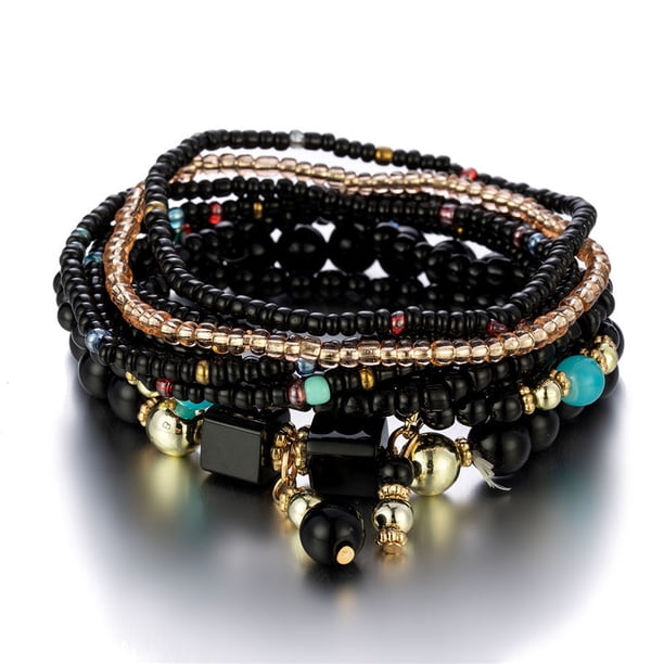 8pcs Bohemian Beaded Turquoise Charm Bracelet - Handmade with Love!