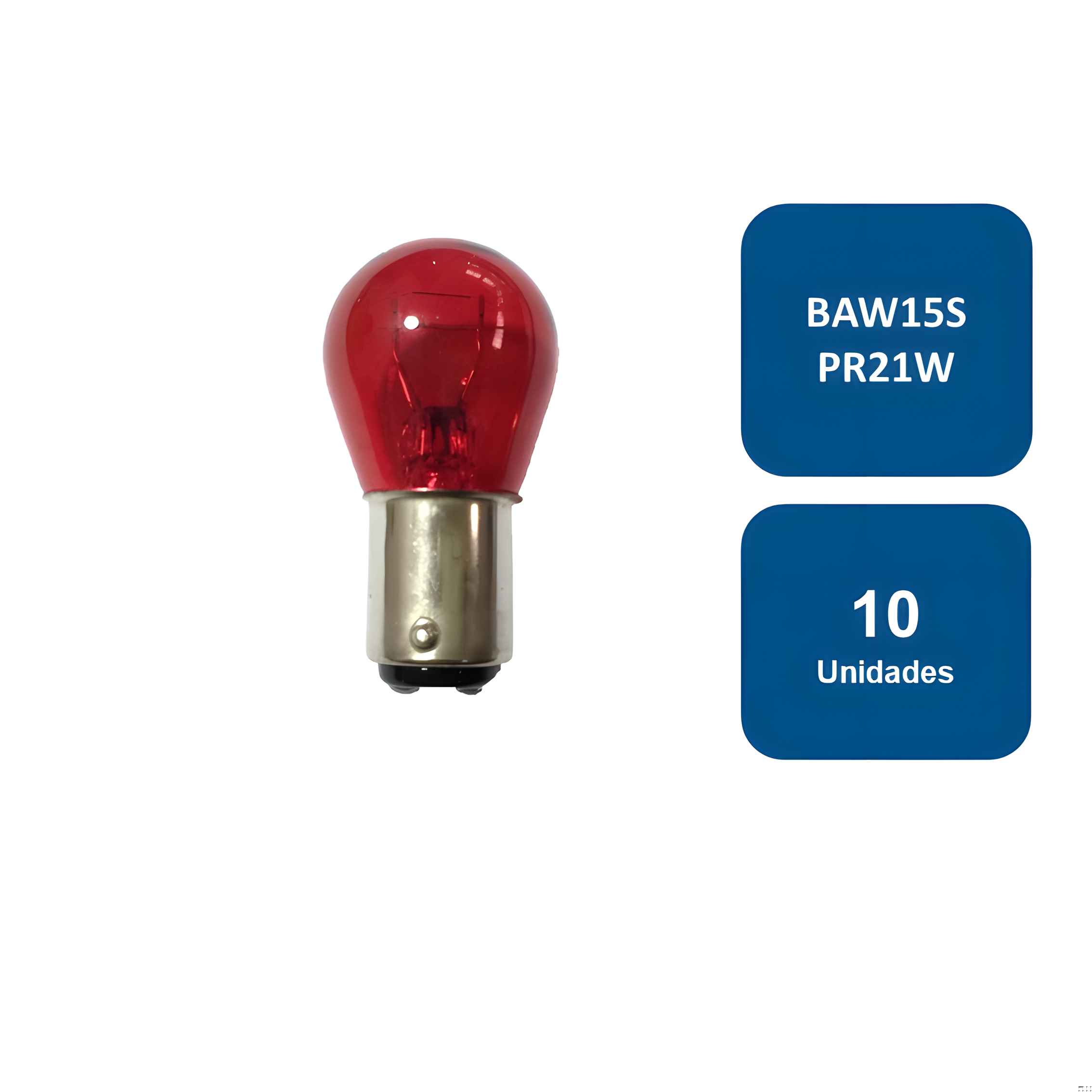 Ampolleta 12V Para Automovil Globo Grande Roja 2 Contactos Baw15S Pr21W 10Un. - Trifa