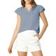 thumbnail image 1 of INSPIRE CHIC Blusa Sólida para Mujer Cuello en V con Volantes Manga Corta Ligera para el Trabajo XS Gris Oscuro Azul, 1 of 6