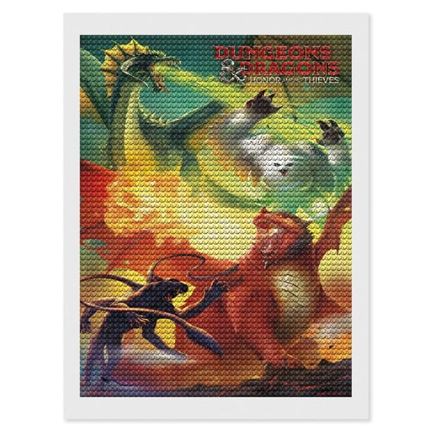 Dungeons & Dragons Kits de Pintura de Diamantes para Adultos 5D DIY Diamond Art Kits Full Drill Diamond Dots para Regalo Decoración de Pared y Relajación Artes de Gemas 30*40cm