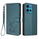 thumbnail image 1 of Funda Volteable con Diseño de Gato para Motorola MOTO G75 5G, Verde Oscuro, 1 of 6