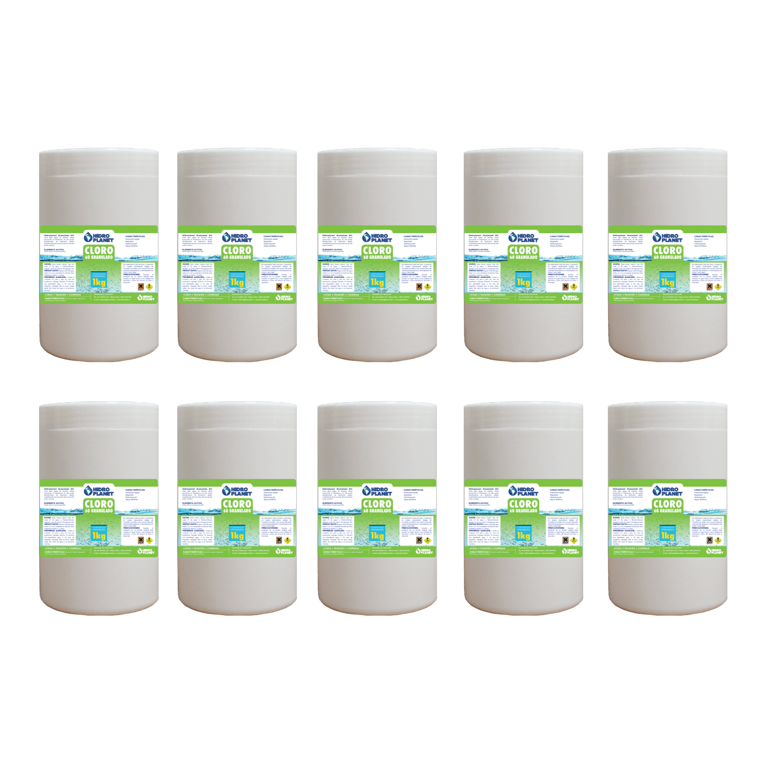 Genérica - Cloro Granulado Para Piscina Pack 10 Unidades, Pote 1kg