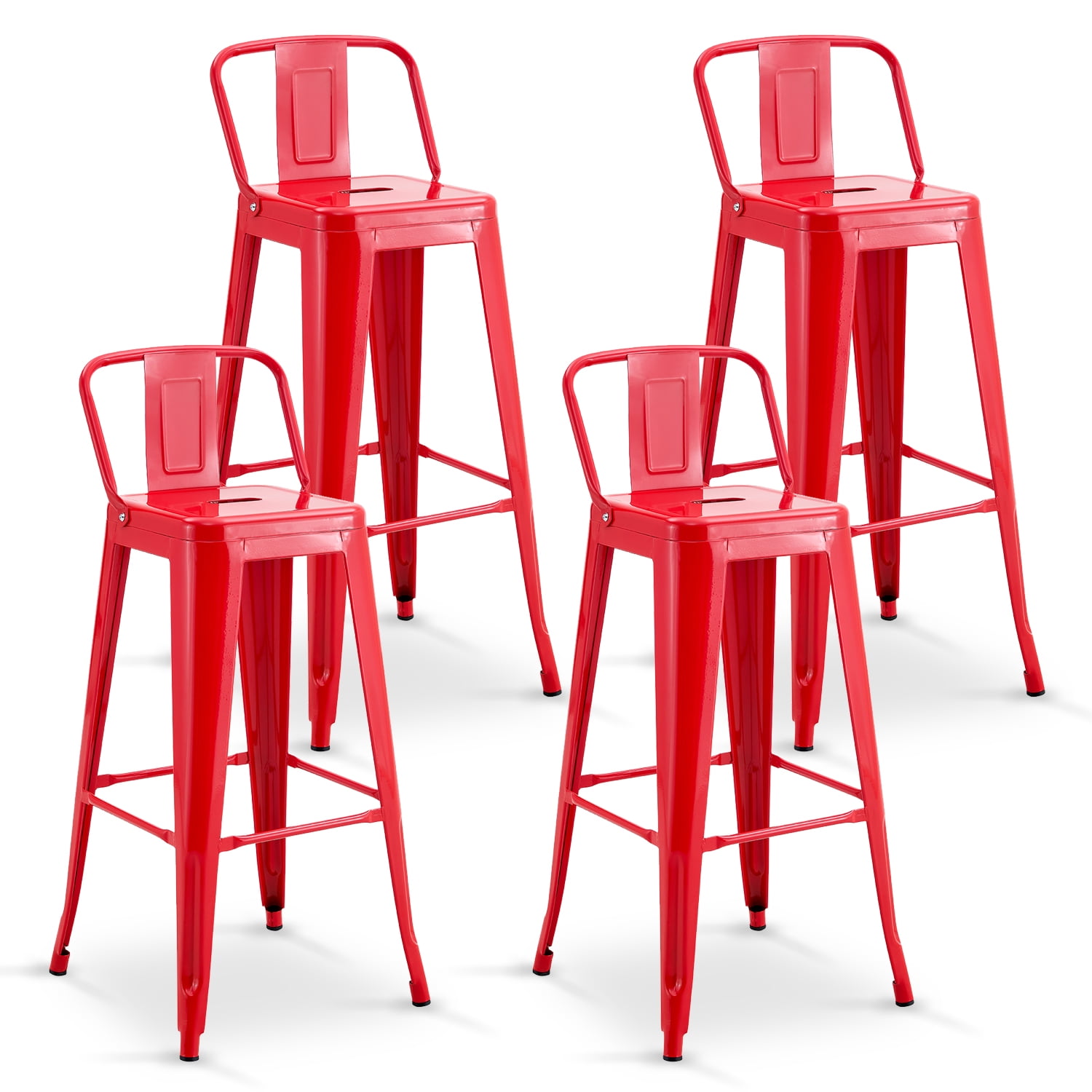 Novahus - Pack De 4 Silla Alta Metal Rojo