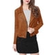 thumbnail image 1 of INSPIRE CHIC Chaqueta de motocicleta para mujer de ante sintético color sólido con cremallera asimétrica L Marrón, 1 of 8
