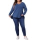 thumbnail image 2 of GRACE & GRANDEUR Ropa de Halloween para Mujer Tallas Grandes Blusa de Manga Larga con Cuello en V, Ajuste Suelto con Botones Decorativos y Dobladillo Irregular L Azul, 2 of 7