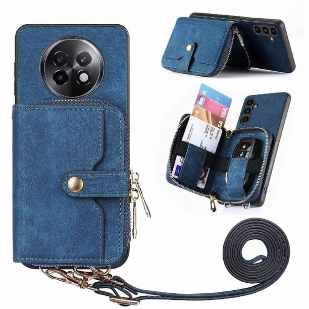 Funda Tipo Cartera con Correa Cruzada para Realme 13 Plus 5G Protección Contra Golpes Azul