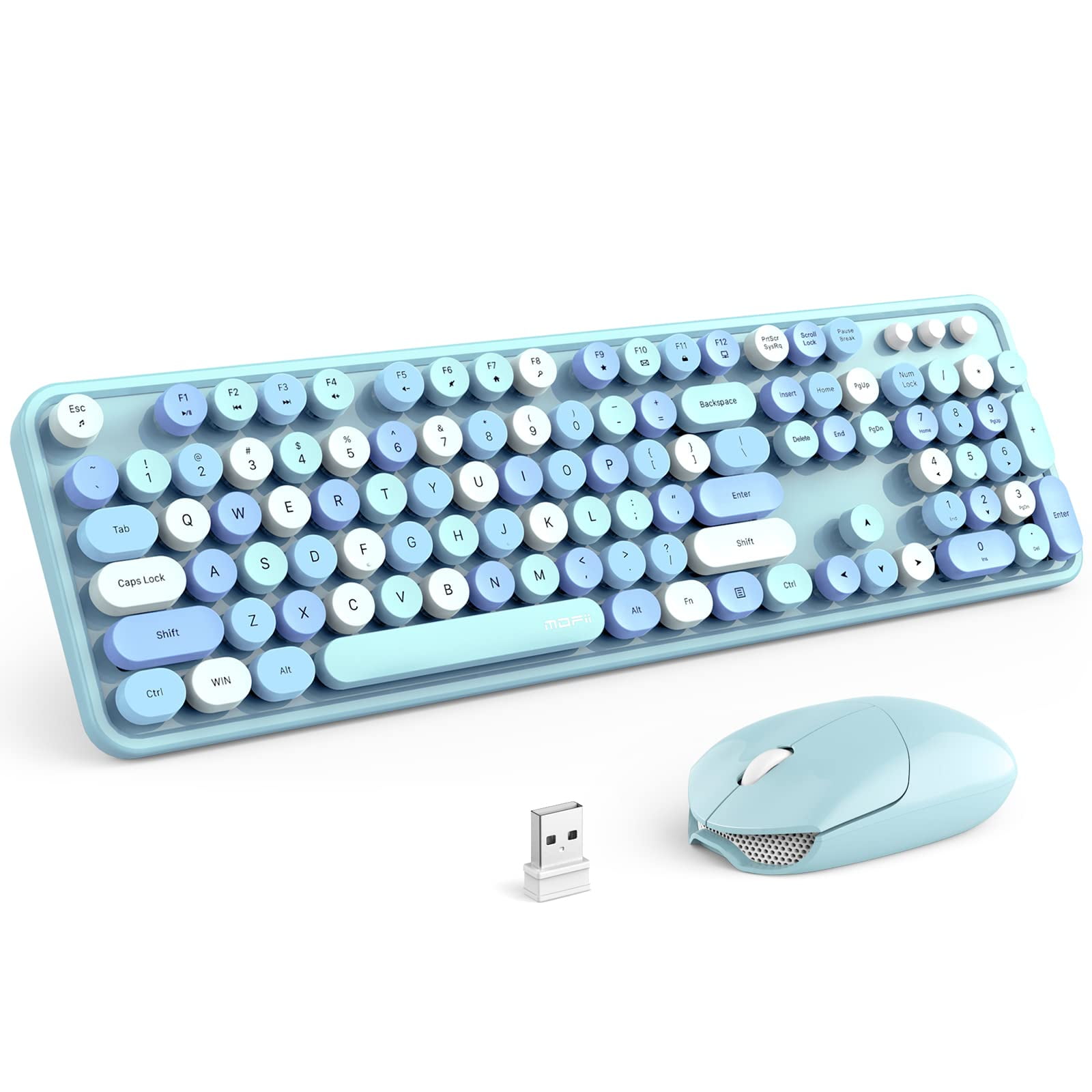 Combo De Teclado Y Ratón Mofii Inalámbrico Azul Retro Azul