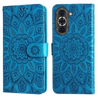 Funda Tipo Cartera Foxdock Para Huawei Nova 10 , Diseño Girasol En Relieve, Cuero Pu, Cierre Magnético, Soporte Y Tarjetero