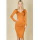 thumbnail image 1 of Vestido Midi de Manga Larga con Cuello Abierto, 1 of 2