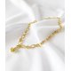 thumbnail image 2 of Collar Carre Eslabon Grueso Con Corazon Enchapado Oro 18k, 2 of 4