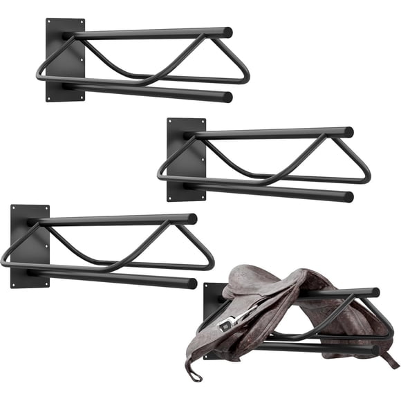 Soporte de pared para sillas de montar Noliven, 6 piezas, para remolque de caballos, negro