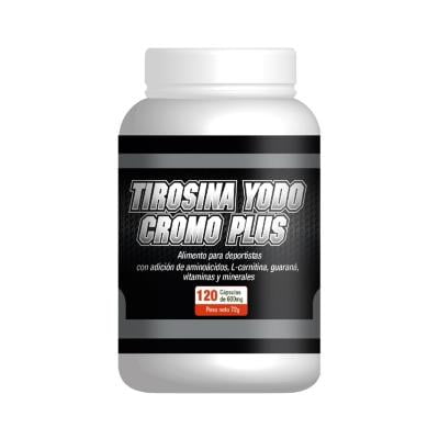 TIROSINA, YODO y CROMO PLUS - DEVORADOR DE GRASA, 120 cápsulas de 600mg