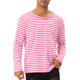 thumbnail image 1 of INSPIRE CHIC Camiseta a Rayas para Hombre Cuello Redondo Casual de Manga Larga Básica Tallas M Rosa Blanco, 1 of 6