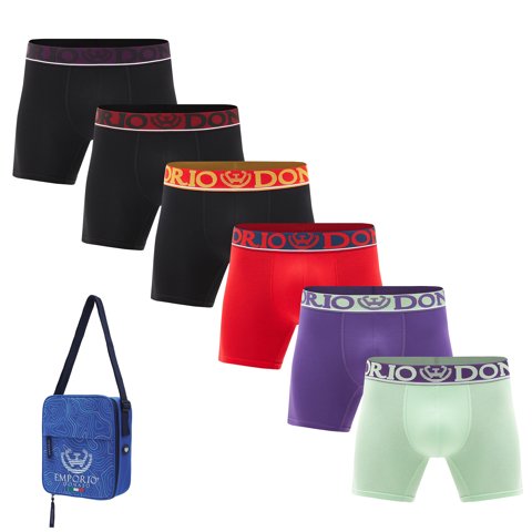 Giovacchino - Pack De 6 Boxer Medio Algodón Hombre Con Bolso Regalo