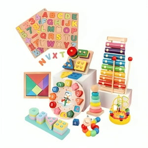 Genérico - Pack 10 Juguetes Didácticos De Madera