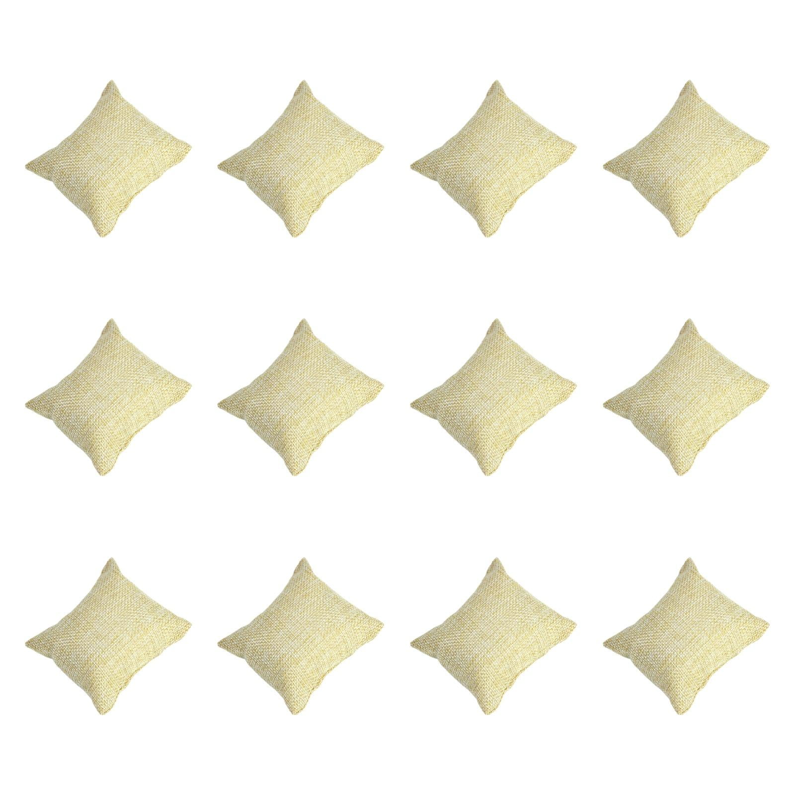 Ioensy - 12 Almohadas Para Relojes, Elegantes Almohadas Para Exhibir Pulseras, Bandejas Para Joyas, 7 X 8 Cm, Lino Amarillo
