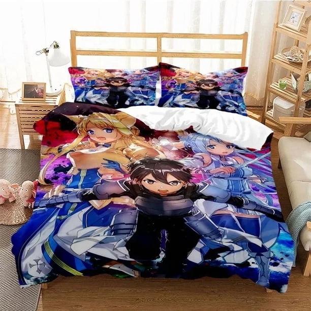 Cartoon Asuna Sword Art Online Duvet Cover Sets Pillowcase Bedding Set Kids Children Gift Girls Size Bed Linen Bed Sheets