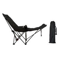 Magideal - Silla De Campamento Reclinable Con Silla De Salón De Reposapiés Removible Con Bolsa De Transporte Portátil Para Picnic Viajes Césped Piscina De Pesca Negro