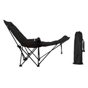 Magideal - Silla De Campamento Reclinable Con Silla De Salón De Reposapiés Removible Con Bolsa De Transporte Portátil Para Picnic Viajes Césped Piscina De Pesca Negro