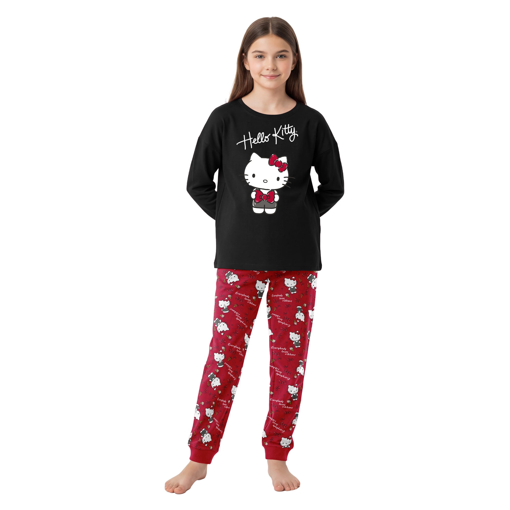 Top - Pijama Largo Niña Algodón Invierno Hello Kitty C1