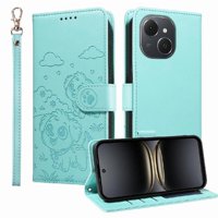 Funda Billetera Foxdock Compatible Con Tecno Spark 40C, Diseño Perrito Tierno, Ranuras Para Tarjetas Y Soporte Plegable